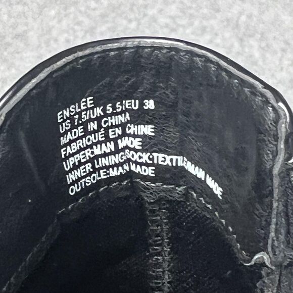 ShoeDazzle Enslee Boots Womens 7.5 Black Harness Lug Sole Block Heel Moto Style - Picture 10 of 13